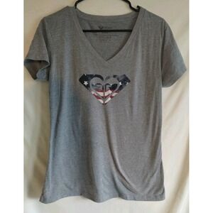 Roxy Gray T-shirt W/Superman Style Logo Women's Large